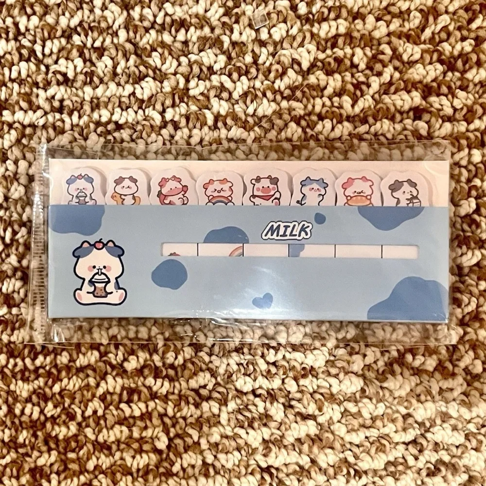 NWT🎉 Hongxu set of 5 kawaii sticky note tabs — bakery, gingham, bears, animals